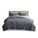 Juego de cama Kandula INK+IVY II13-565 colcha matrimonial queen 3 piezas estampado floral con elefantes naranja oscuro 1