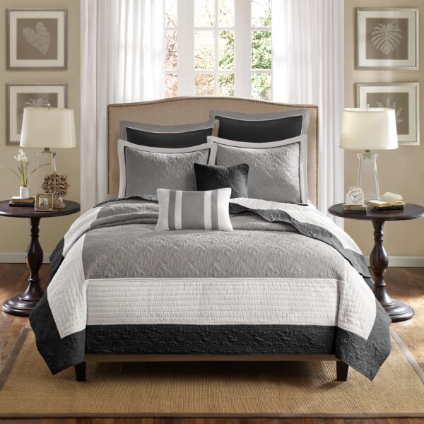 Juego de edredon reversible Madison Park Attingham MP13-1742 King Cal King 104x94 pulgadas todas las estaciones ligero c