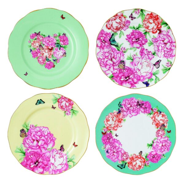 Juego de 4 platos decorativos Royal Albert 40010666 Miranda Kerr patrones mixtos porcelana