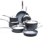 Batería de cocina juego de ollas y sartenes GreenPan Paris Pro CC000045-001 antiadherente de cerámica anodizada dura 11