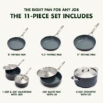 Batería de cocina juego de ollas y sartenes GreenPan Paris Pro CC000045-001 antiadherente de cerámica anodizada dura 11