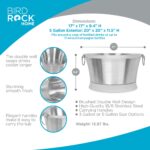 BIRDROCK HOME Tina de Bebidas de Doble Pared - Cubo de Hielo de Acero Inoxidable, Enfriador de Bebidas de Metal con Asas