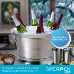 BIRDROCK HOME Tina de Bebidas de Doble Pared - Cubo de Hielo de Acero Inoxidable, Enfriador de Bebidas de Metal con Asas