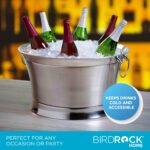 BIRDROCK HOME Tina de Bebidas de Doble Pared - Cubo de Hielo de Acero Inoxidable, Enfriador de Bebidas de Metal con Asas