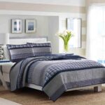 Cubrecama edredón ligero reversible 100 por ciento algodón Nautica Revman International 210470 tamaño King azul gris col
