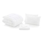 Juego de ropa de cama MALOUF MA01CKWHWHBB California King blanco sabanas edredon fundas
