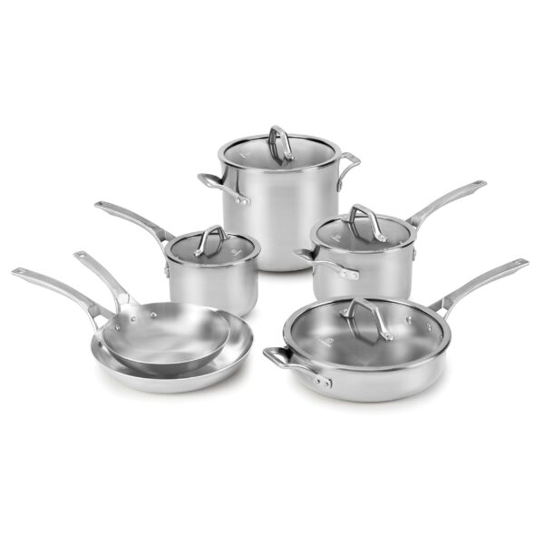 Batería de cocina Calphalon 1950766 antiadherente de aluminio anodizado 10 piezas plateado