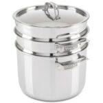 Olla para Pasta y Vaporera Viking 4013-6008 Acero Inoxidable 3 Capas 7.5 Litros Juego Multiusos de 4 Piezas