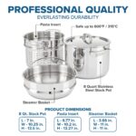 Olla para Pasta y Vaporera Viking 4013-6008 Acero Inoxidable 3 Capas 7.5 Litros Juego Multiusos de 4 Piezas