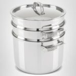 Olla para Pasta y Vaporera Viking 4013-6008 Acero Inoxidable 3 Capas 7.5 Litros Juego Multiusos de 4 Piezas