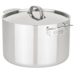 Olla Alta para Caldo y Sopa Viking 40011-0432 Acero Inoxidable Triple Capa con Tapa Inducción Plateada 11.3 Litros 12 Cu