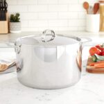 Olla Alta para Caldo y Sopa Viking 40011-0432 Acero Inoxidable Triple Capa con Tapa Inducción Plateada 11.3 Litros 12 Cu