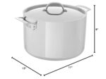 Olla Alta para Caldo y Sopa Viking 40011-0432 Acero Inoxidable Triple Capa con Tapa Inducción Plateada 11.3 Litros 12 Cu