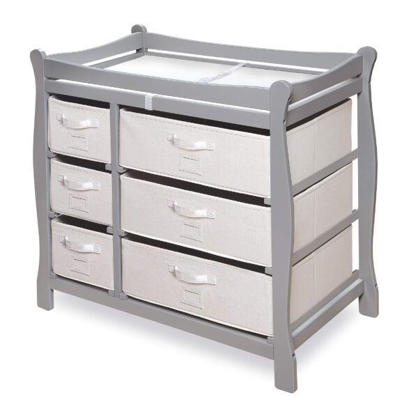 Mesa cambiadora Badger Basket con seis cestas, Gris