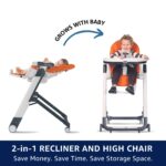 Peg Perego Siesta, Silla Alta Plegable y Reclinable Crece Con el Bebé, Altura Ajustable, Limpieza Rápida y Ruedas Fácile