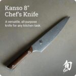 Shun Kanso - Cuchillo de chef de 8 pulgadas, cuchillo de cocina japonés hecho a mano, hoja de acero inoxidable AUS10A, m