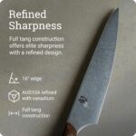 Shun Kanso - Cuchillo de chef de 8 pulgadas, cuchillo de cocina japonés hecho a mano, hoja de acero inoxidable AUS10A, m