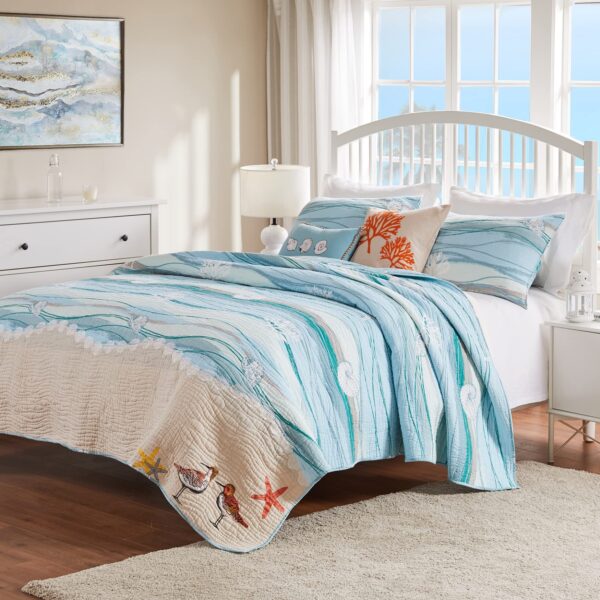 Juego de Edredon Costero King California King Greenland Home Fashions GL-1512ABSK coleccion Maui 5 piezas con almohadas