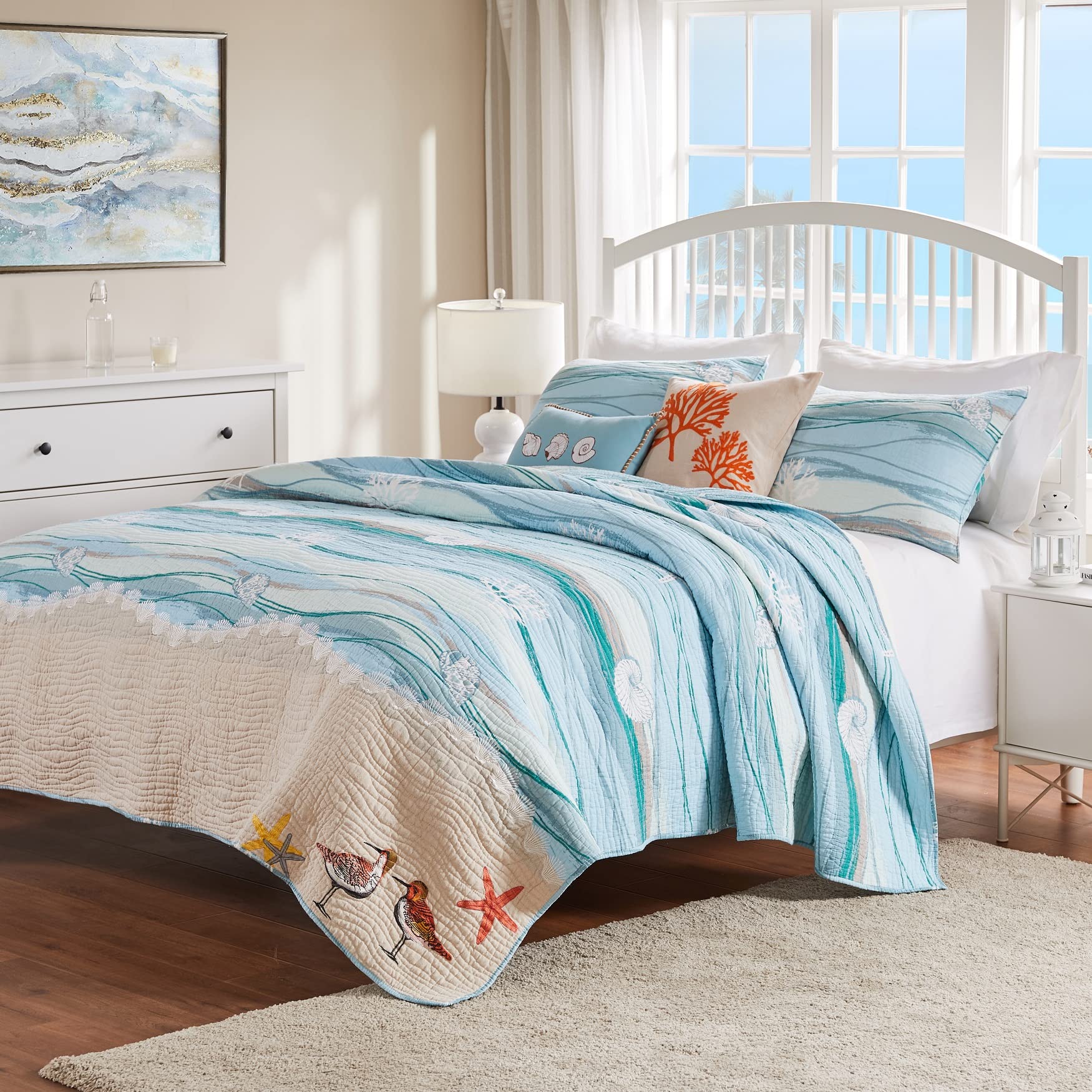 Version 1.0.0 Juego de Edredon Costero King California King Greenland Home Fashions GL-1512ABSK coleccion Maui 5 piezas con almohadas
