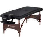 Master Massage Newport - Mesa de masaje portátil con cojín más denso de 2.5 pulgadas, madera dura teñida de nogal, cable