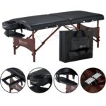 Master Massage Newport - Mesa de masaje portátil con cojín más denso de 2.5 pulgadas, madera dura teñida de nogal, cable