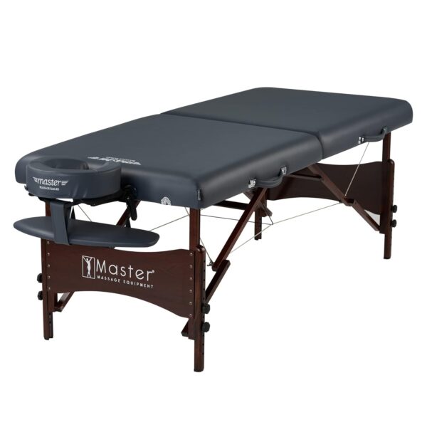 Master Massage Newport - Mesa de masaje portátil con cojín más denso de 2.5 pulgadas, madera dura teñida de nogal, cable