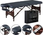 Master Massage Newport - Mesa de masaje portátil con cojín más denso de 2.5 pulgadas, madera dura teñida de nogal, cable