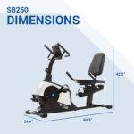 Bicicleta reclinada fitness XTERRA SB250 resistencia magnética 24 niveles volante 13.5 libras pantalla LCD 5.5 pulgadas