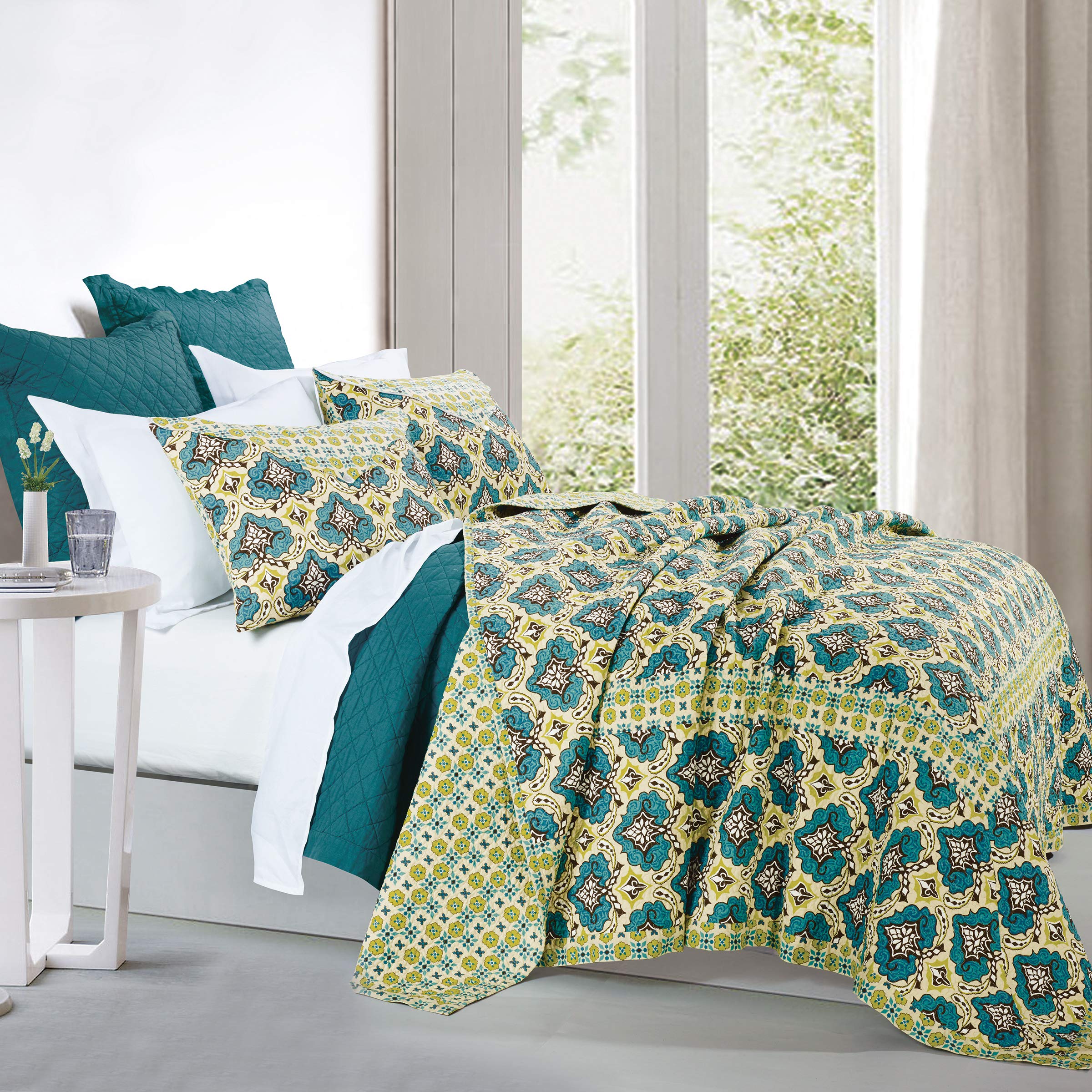Version 1.0.0 Juego de edredon individual HiEnd Accents Salado QW1005-TW-OC 2 piezas algodon reversible diseno medallion floral romant