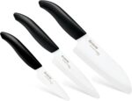 Kyocera FK-3PC BK - Juego de cuchillos de cerámica avanzada serie Revolution de 3 piezas, tamaños de hoja: 5.5 pulgadas,