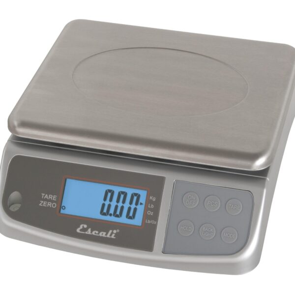 Báscula digital industrial y de cocina Escali M6630 capacidad 66 libras doble pantalla a prueba de derrames acero inoxid