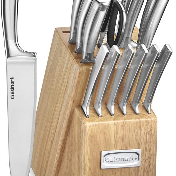 CUISINART C99SS-15P - Juego de cuchillos de bloque de 15 piezas con cuchillas de acero para corte preciso, ligero, acero