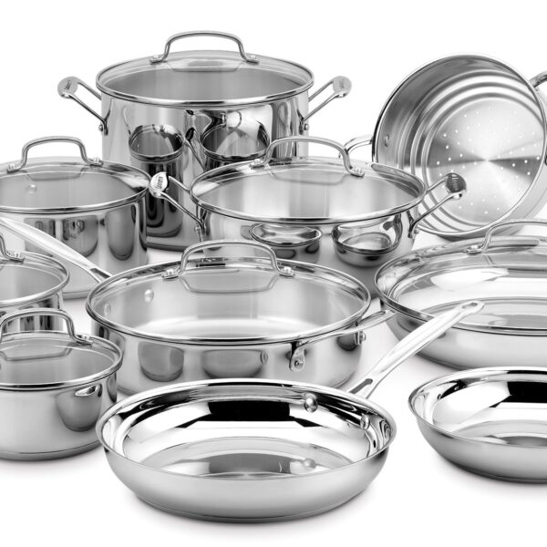 Batería de cocina Cuisinart Chefs Classic Steel 77-17N de acero inoxidable 17 piezas