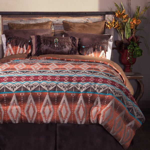 Edredon felpilla tejida rustico western Carstens Inc JB6101-5 Mojave Sunset Full Queen 5 piezas