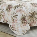 Juego de Edredón Reversible Tommy Bahama Bonny Cove Revman International 219348 algodón suave 3 piezas tamaño King marfi