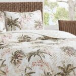 Juego de Edredón Reversible Tommy Bahama Bonny Cove Revman International 219348 algodón suave 3 piezas tamaño King marfi