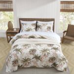 Juego de Edredón Reversible Tommy Bahama Bonny Cove Revman International 219348 algodón suave 3 piezas tamaño King marfi
