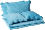 Juego de colcha Tache DXJ109042-2S 3 piezas individual microfibra suave diseño floral moqueta azul sólido