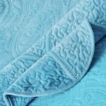 Juego de colcha Tache DXJ109042-2S 3 piezas individual microfibra suave diseño floral moqueta azul sólido