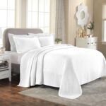 Cubrecama Diamond Solitaire Home City BEDSPREAD SOLT-KG-WH algodón Jacquard Matelasse doble tamaño King blanco con funda