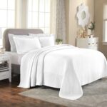 Cubrecama Diamond Solitaire Home City BEDSPREAD SOLT-KG-WH algodón Jacquard Matelasse doble tamaño King blanco con funda