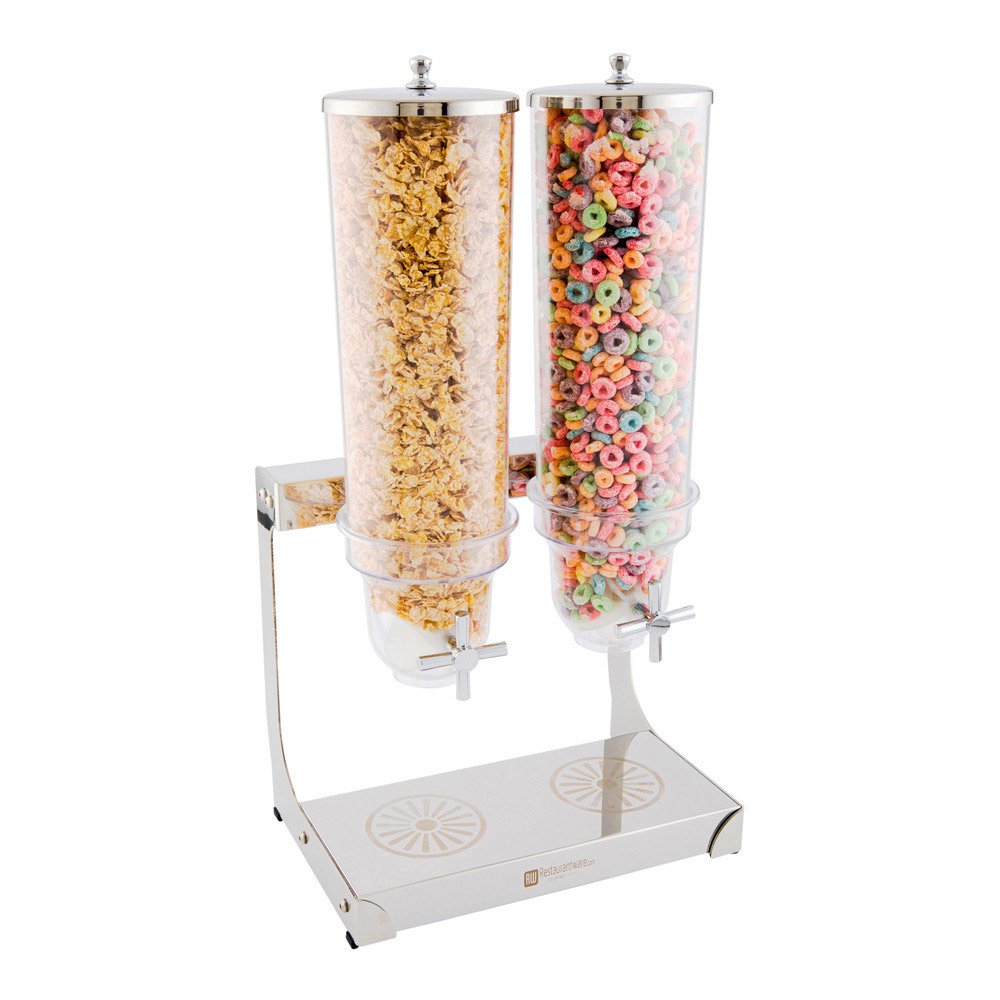 Version 1.0.0 Dispensador de cereales de doble compartimento Restaurantware RWT0076 acero inoxidable 3 litros autoservicio recargable
