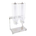 Dispensador de cereales de doble compartimento Restaurantware RWT0076 acero inoxidable 3 litros autoservicio recargable