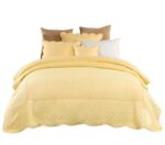 Cubrecama y colcha acolchada Tache YELLEMDES-Cal-King amarillo festoneado diseño matelasse de botones de ranunculo Calif