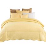 Cubrecama y colcha acolchada Tache YELLEMDES-Cal-King amarillo festoneado diseño matelasse de botones de ranunculo Calif