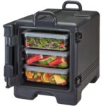 Transportador de charolas Cambro Manufacturing 300MPC-110 carga frontal porta alimentos térmico con asas negro