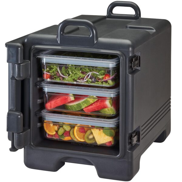 Transportador de charolas Cambro Manufacturing 300MPC-110 carga frontal porta alimentos térmico con asas negro
