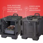 Transportador de charolas Cambro Manufacturing 300MPC-110 carga frontal porta alimentos térmico con asas negro