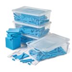 hand2mind Juego completo de diez bloques de base de plástico azul, bloques de valor de lugar, cubos de conteo para matem