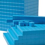 hand2mind Juego completo de diez bloques de base de plástico azul, bloques de valor de lugar, cubos de conteo para matem